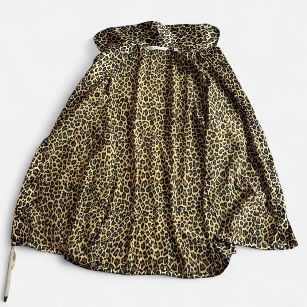 Victoria's Secret Women's Pajama Top S Leopard Print Satin-Like Black Tan - Picture 5 of 7